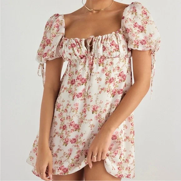 HOUSE OF CB 'Princess' Rose Print Mini Dress NWOT - Picture 3 of 8